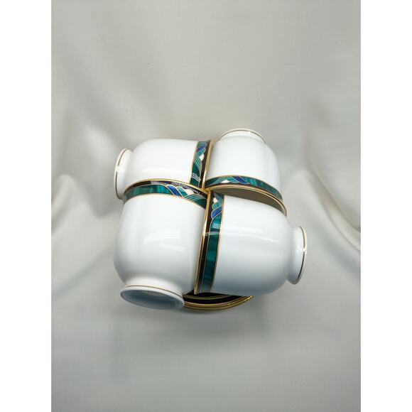 Set of 4 Lenox Kelly Debut Collection Cups and Saucers - 8 Pieces Green USA - Picture 2 of 9